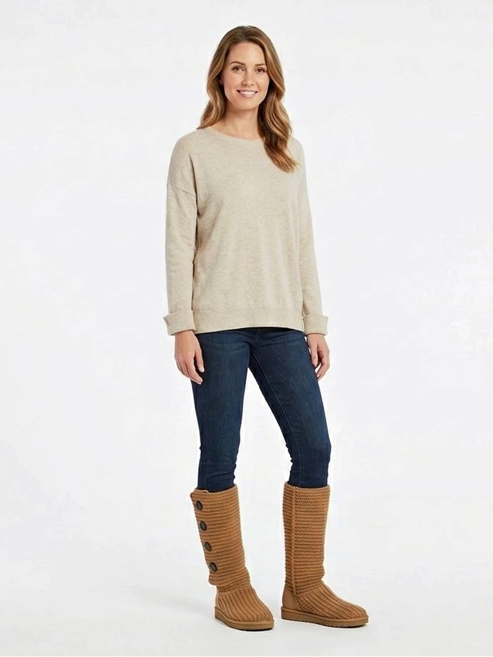 UGG Classic Cardy Knit Boots in Tan Brown Women's size 8